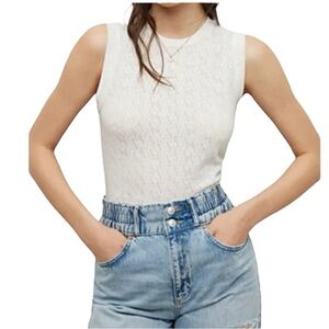 All Saints Imogen Devore Tank in White Logo Semi Sheer Size 0